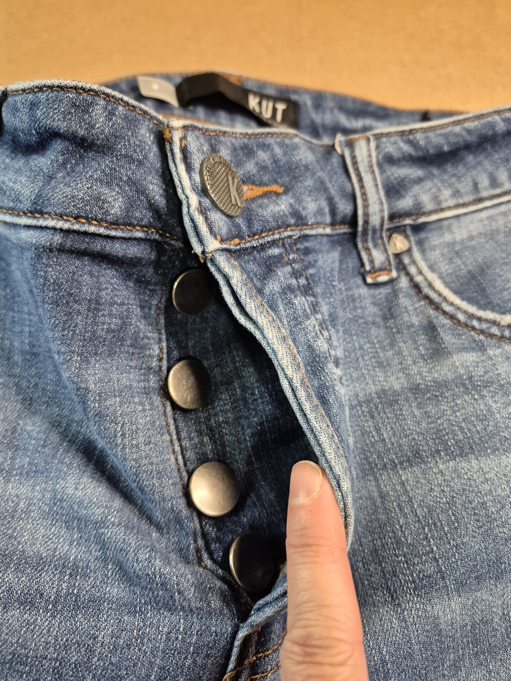 KUT from the Kloth Women's Distressed High-Rise Jeans - Medium Blue - Picture 5 of 12